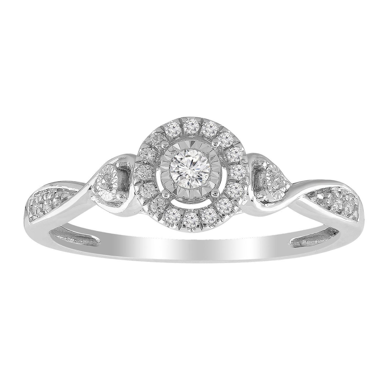 LADIES RING 1/6 CT ROUND DIAMOND 10K WHITE GOLD