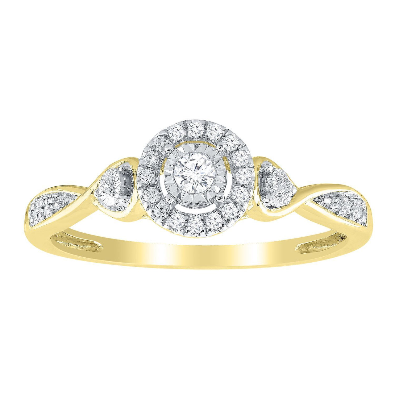 LADIES RING 1/6 CT ROUND DIAMOND 10K YELLOW GOLD