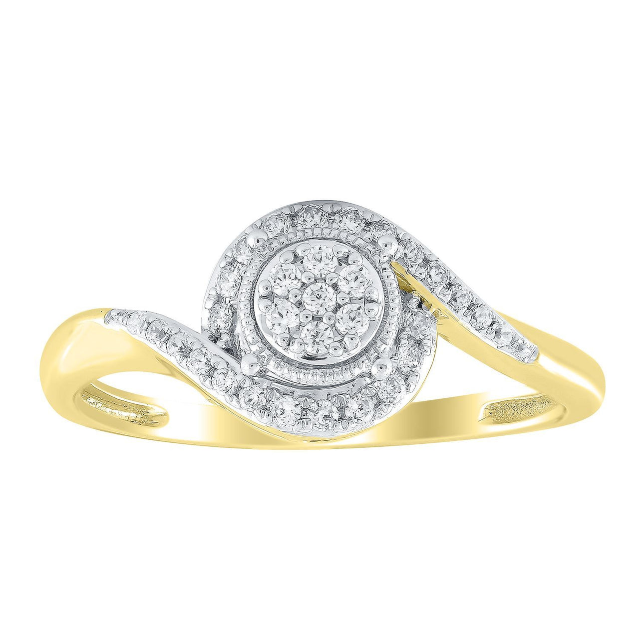 LADIES RING 1/5 CT ROUND DIAMOND 10K YELLOW GOLD