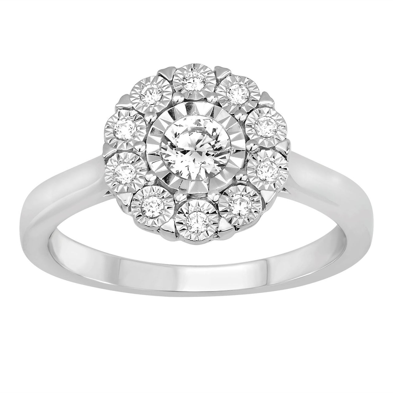 LADIES RING 1/3 CT ROUND DIAMOND 10K WHITE GOLD
