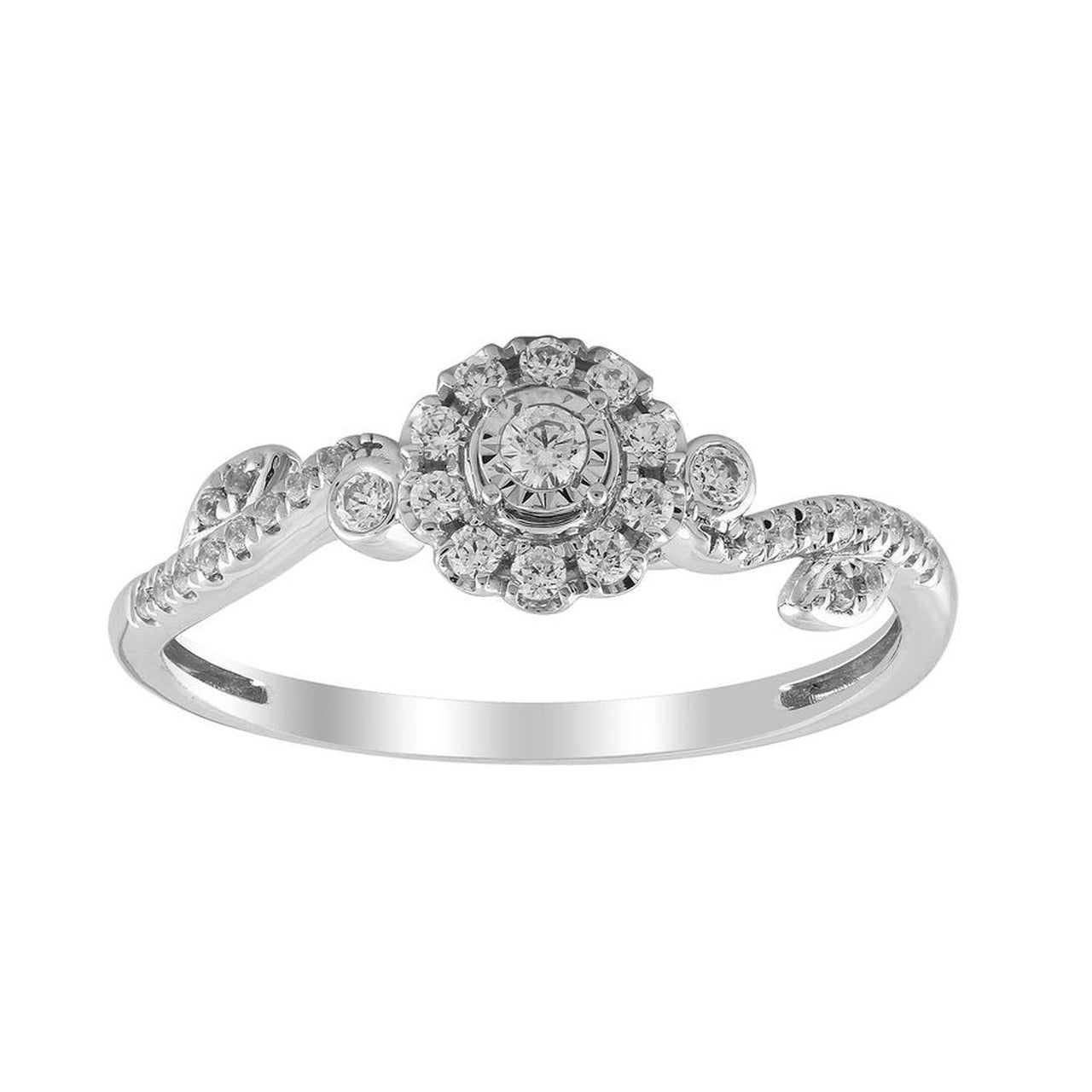 LADIES RING 1/4 CT ROUND DIAMOND 10K WHITE GOLD