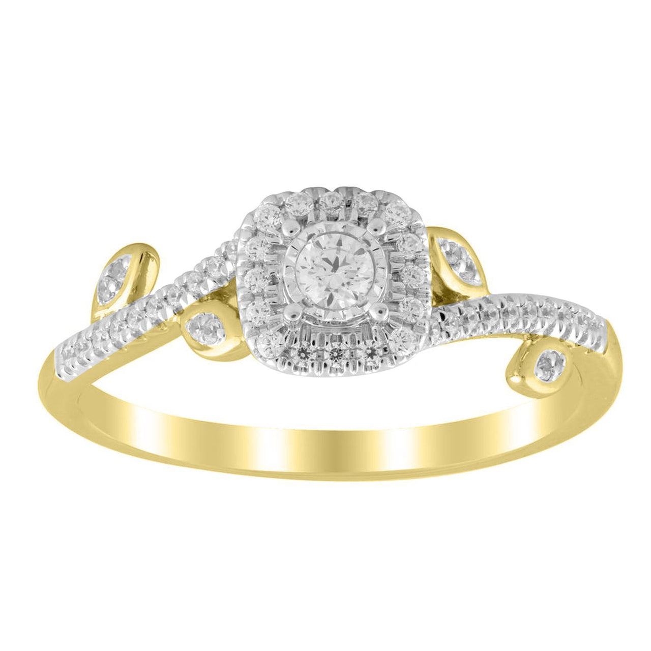 LADIES RING 1/4 CT ROUND DIAMOND 10K YELLOW GOLD