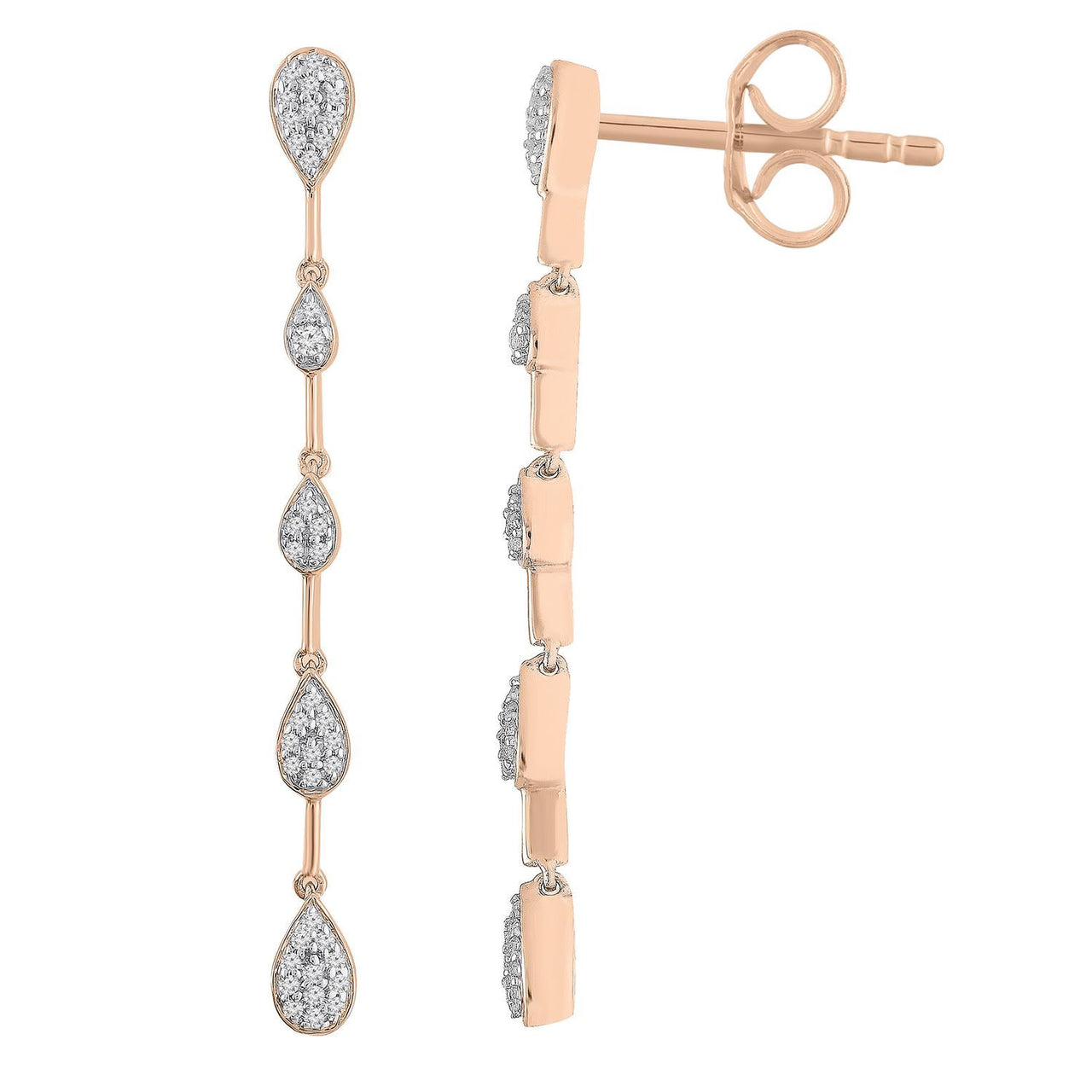 LADIES EARRING 1/6 CT ROUND DIAMOND 10K ROSE GOLD