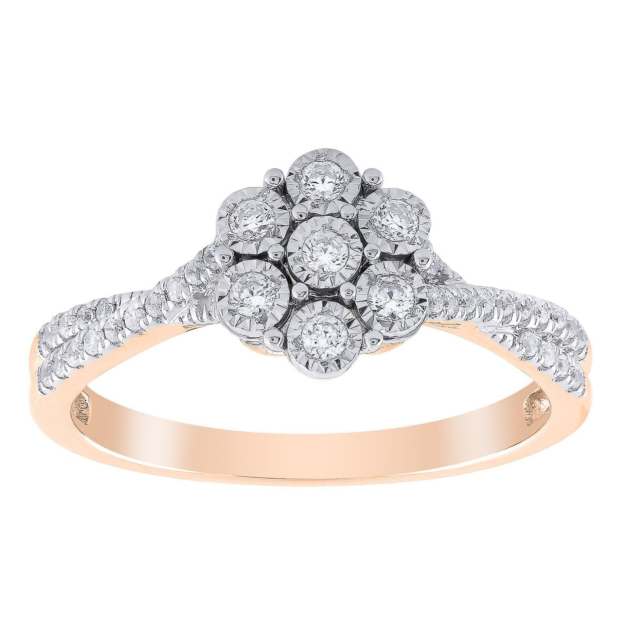 LADIES RING 1/5 CT ROUND DIAMOND 10K ROSE GOLD