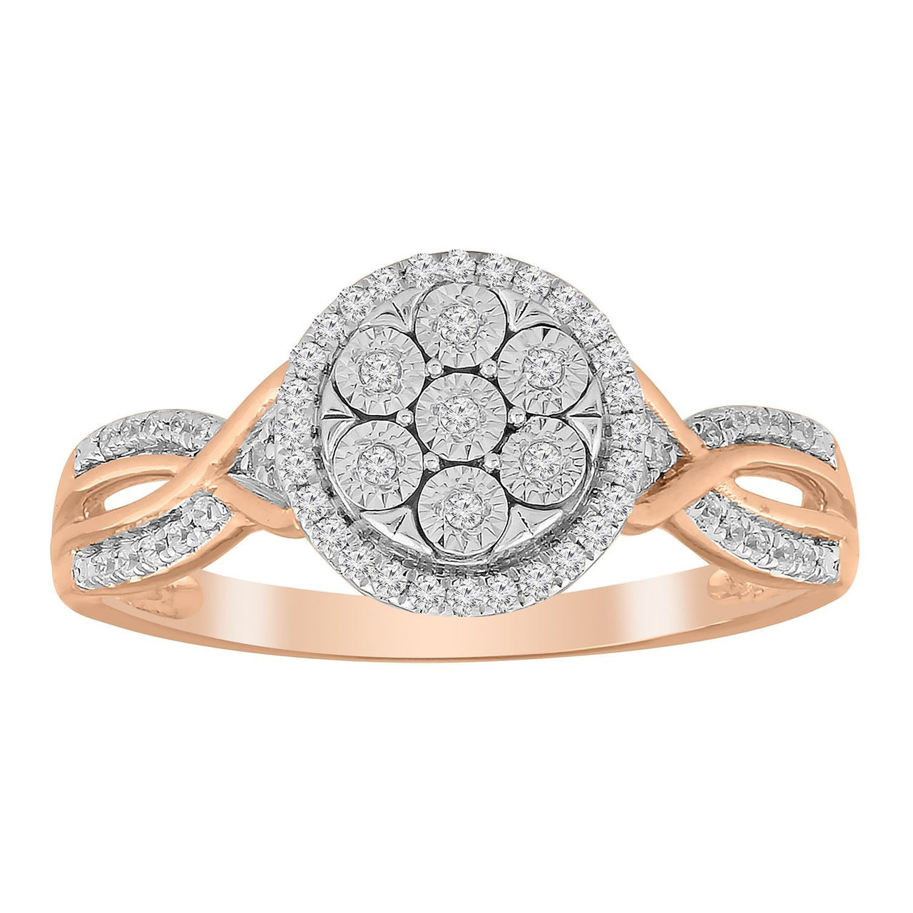 LADIES RING 1/6 CT ROUND DIAMOND 10K ROSE GOLD