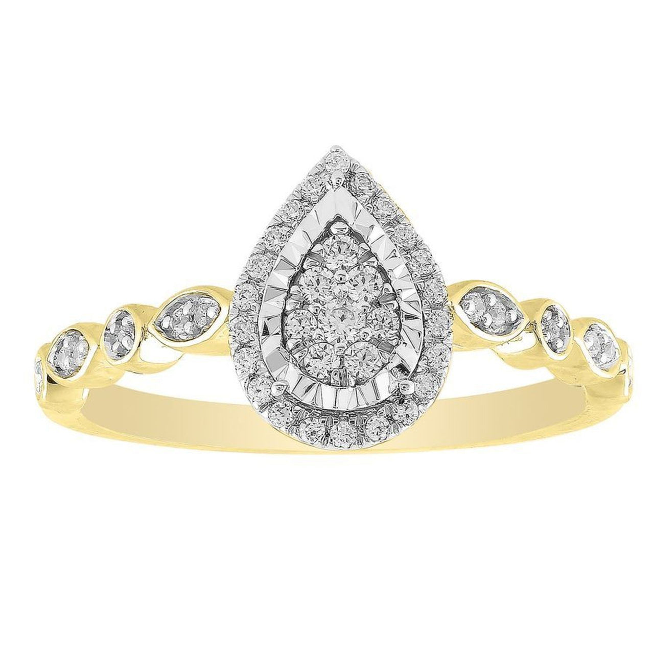 LADIES RING 1/5 CT ROUND DIAMOND 10K YELLOW GOLD