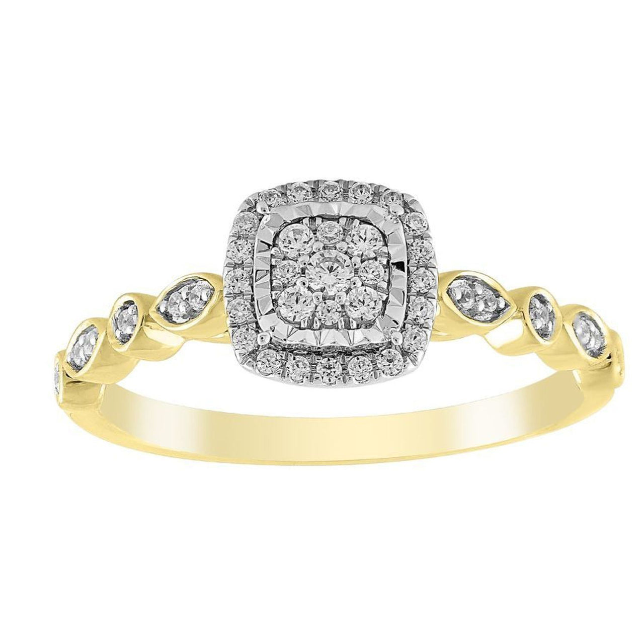 LADIES RING 1/5 CT ROUND DIAMOND 10K YELLOW GOLD