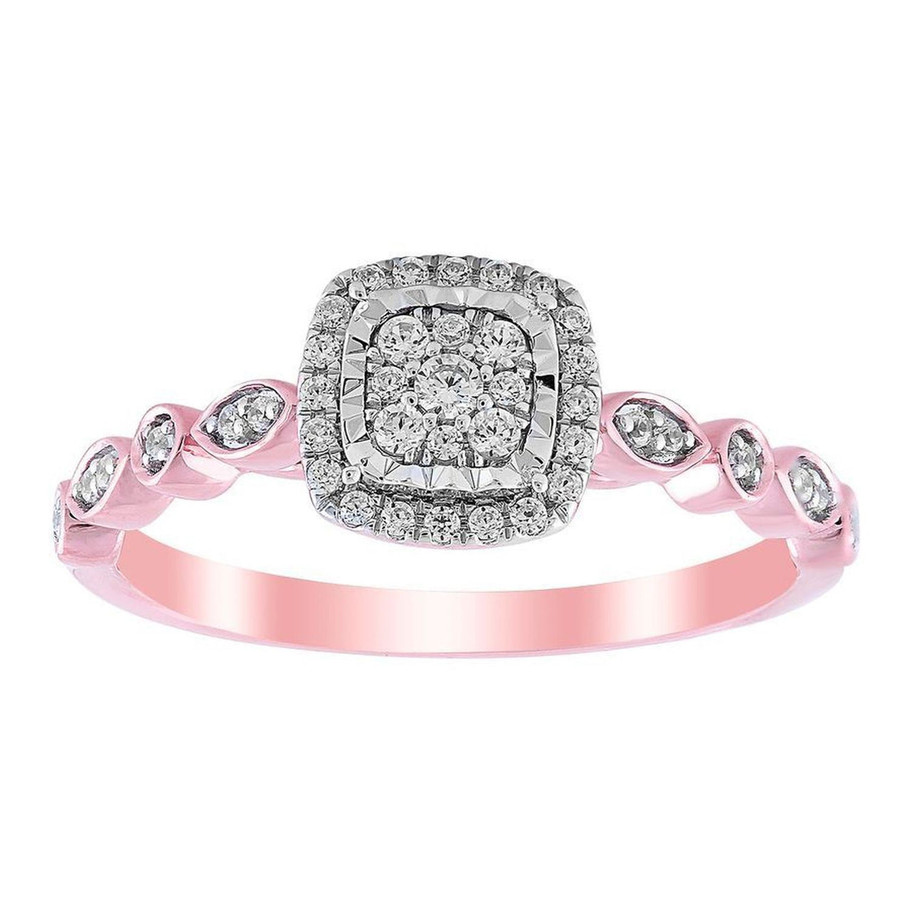 LADIES RING 1/5 CT ROUND DIAMOND 10K ROSE GOLD
