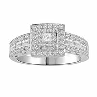 Thumbnail for LADIES RING 1 CT ROUND/PRINCESS/BAGUETTE DIAMOND 14K WHITE GOLD