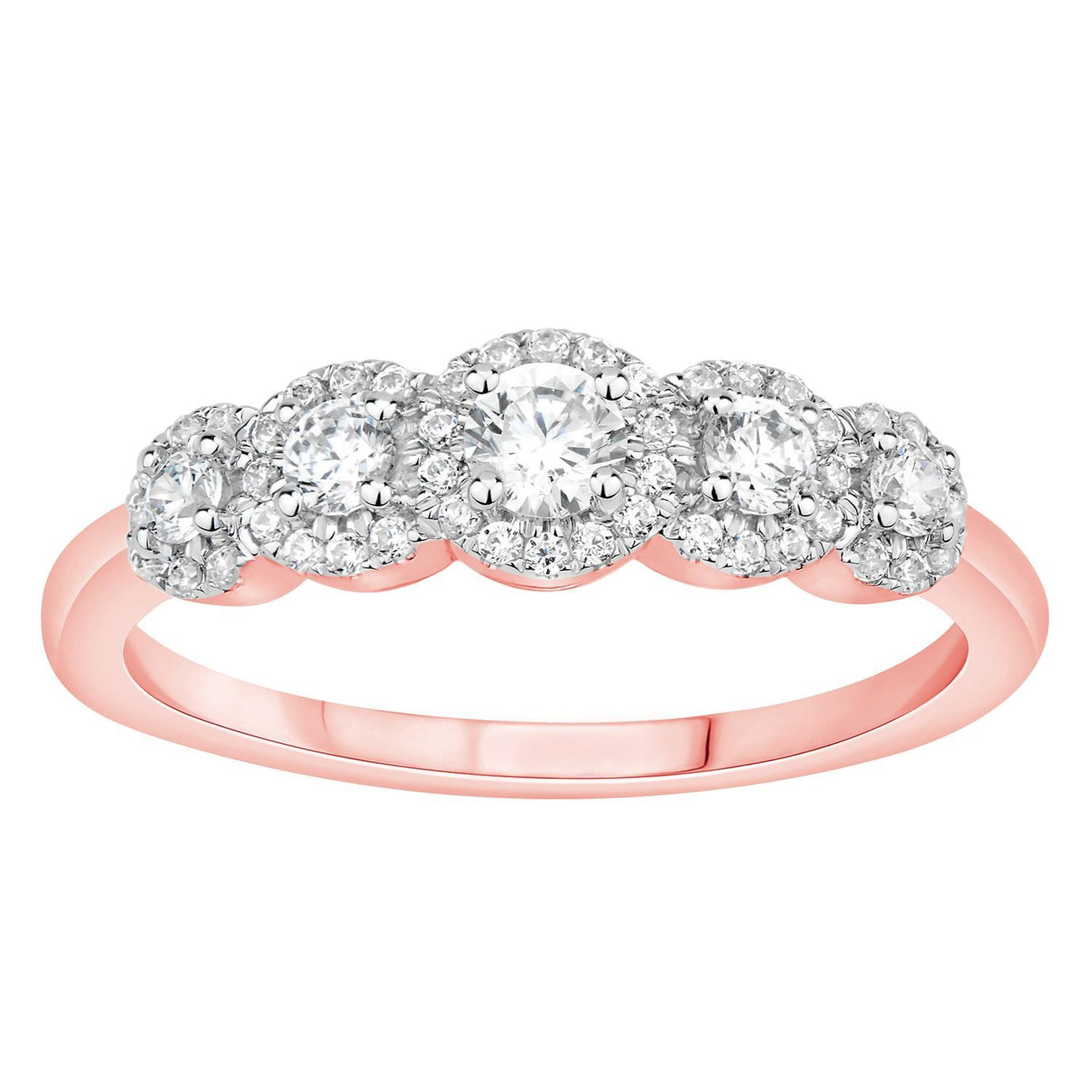 LADIES RING 1/2 CT ROUND DIAMOND 10K ROSE GOLD