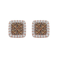 Thumbnail for LADIES EARRINGS 3 3/8 CT WHITE/CHOCOLATE ROUND DIAMOND 14K WHITE GOLD