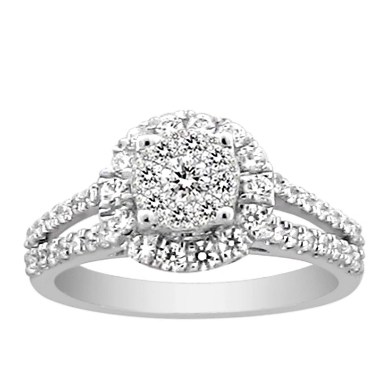 LADIES RING 1 1/15 CT ROUND DIAMOND 14K WHITE GOLD