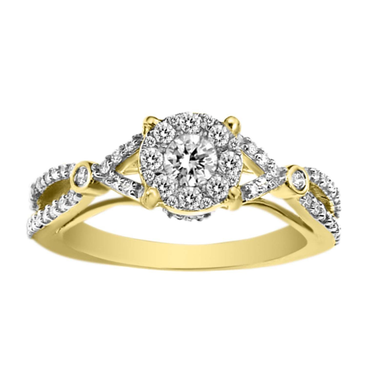 LADIES RING 7/8 CT ROUND DIAMOND 14K YELLOW GOLD
