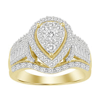 Thumbnail for LADIES RING 1 CT ROUND/BAGUETTE DIAMOND 10K YELLOW GOLD