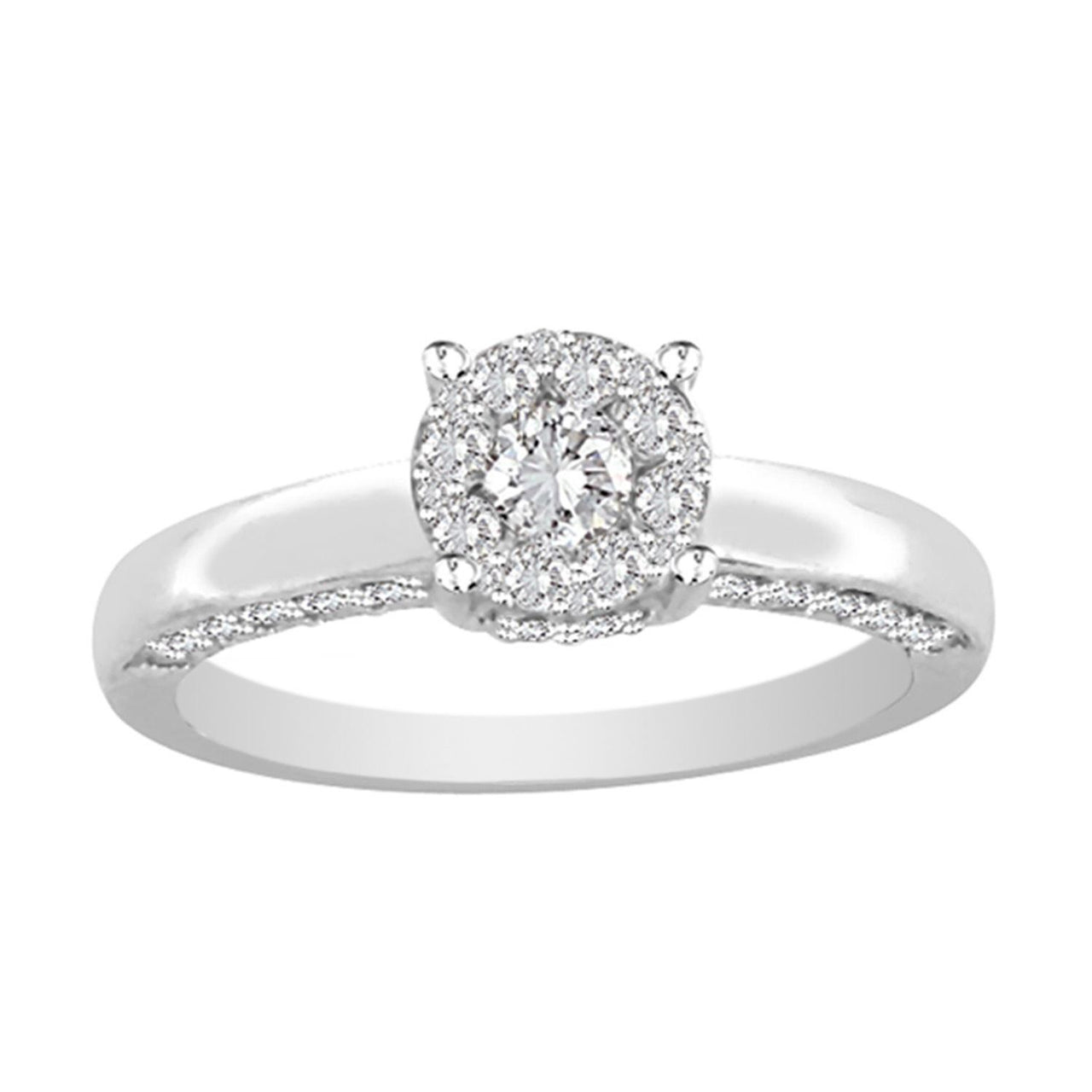 LADIES RING 7/8 CT ROUND DIAMOND 14K WHITE GOLD