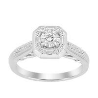 Thumbnail for LADIES RING 1/4 CT ROUND/BAGUETTE DIAMOND 10K WHITE GOLD