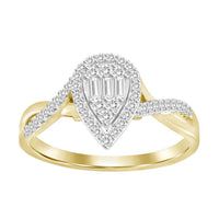 Thumbnail for LADIES RING 1/4 CT ROUND/BAGUETTE DIAMOND 10K YELLOW GOLD