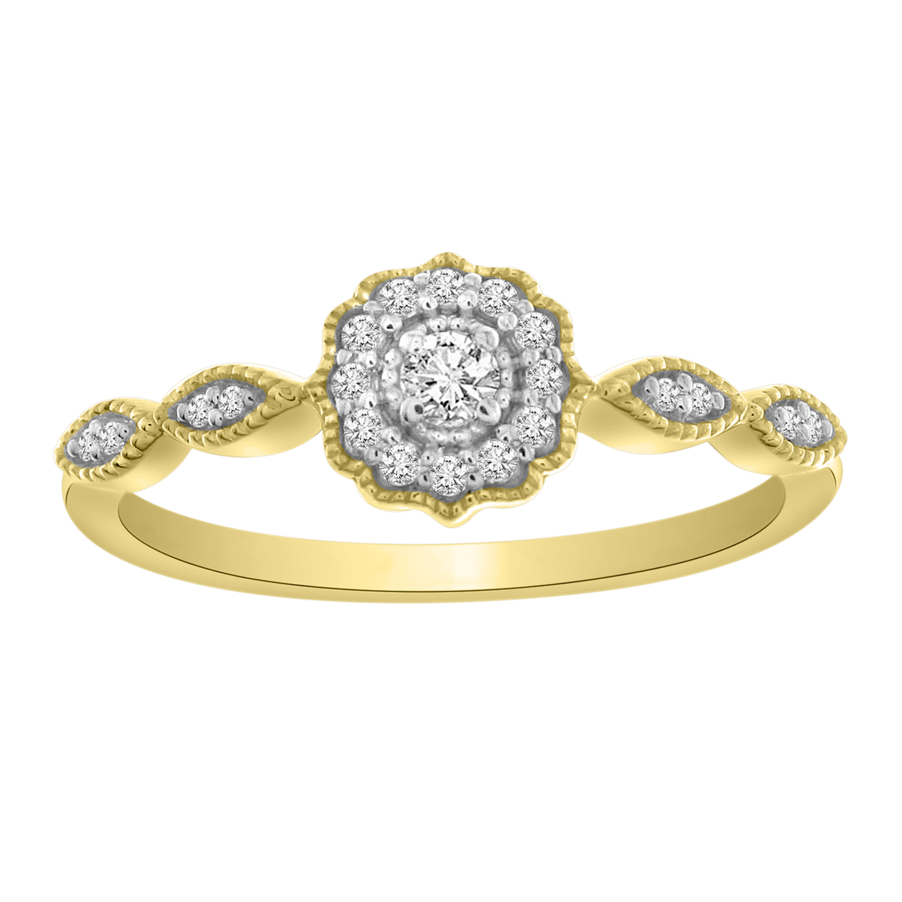 LADIES RING 1/6 CT ROUND DIAMOND 10K YELLOW GOLD