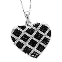 Thumbnail for LADIES PENDANT 3/4 CT BLACK/WHITE ROUND DIAMOND 10K WHITE GOLD