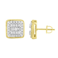 Thumbnail for LADIES EARRING 1/4 CT ROUND/BAGUETTE DIAMOND 10K YELLOW GOLD