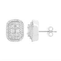 Thumbnail for LADIES EARRING 1 CT ROUND/BAGUETTE DIAMOND 10K WHITE GOLD