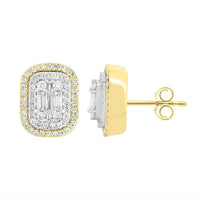 Thumbnail for LADIES EARRING 1 CT ROUND/BAGUETTE DIAMOND 10K YELLOW GOLD