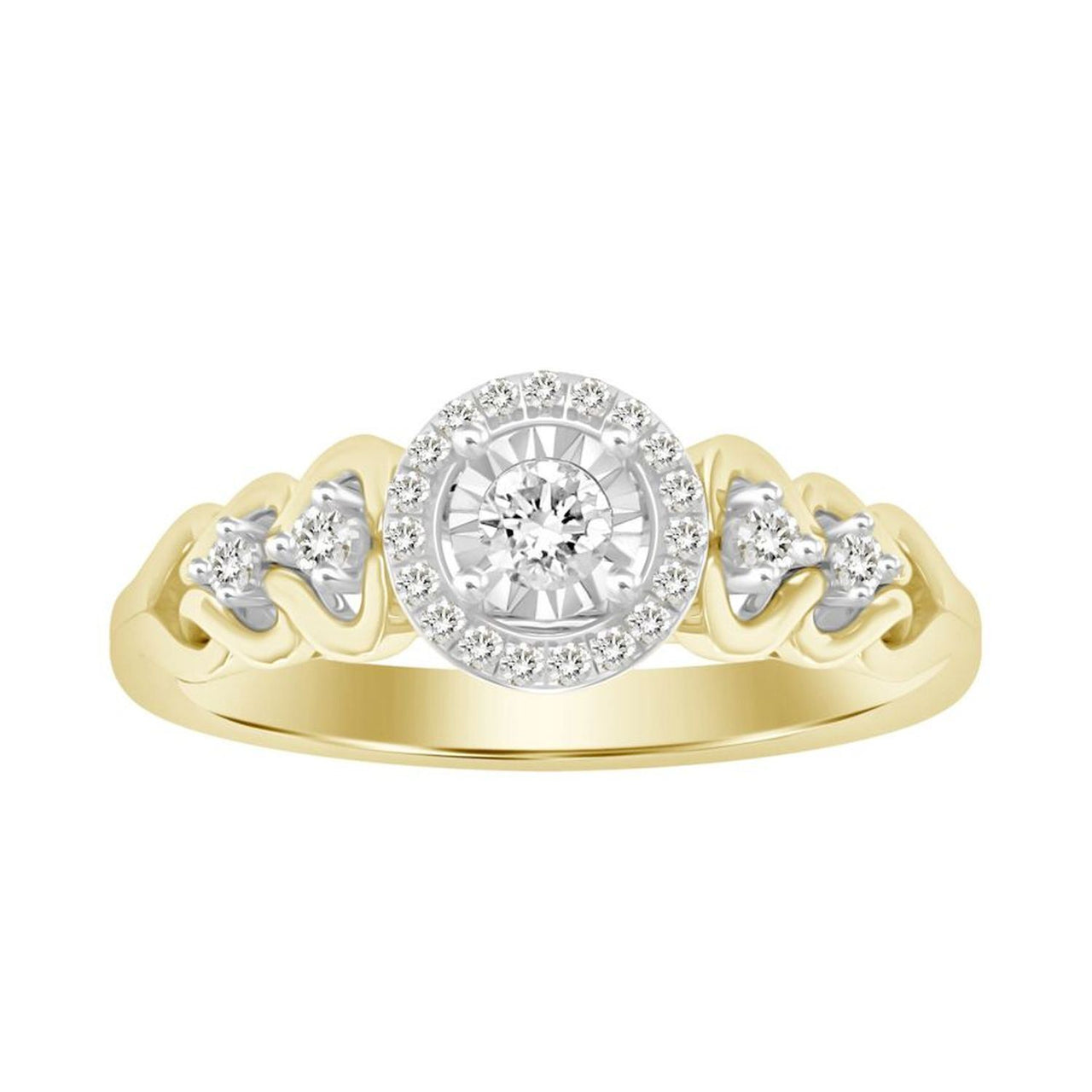 LADIES RING 1/5 CT ROUND DIAMOND 10K YELLOW GOLD