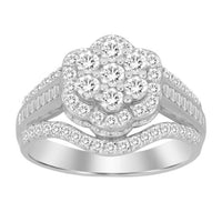 Thumbnail for LADIES RING 1 CT ROUND/BAGUETTE DIAMOND 10K WHITE GOLD