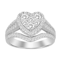 Thumbnail for LADIES RING 1 CT ROUND/BAGUETTE DIAMOND 10K WHITE GOLD