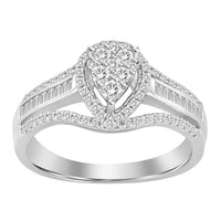 Thumbnail for LADIES RING 1/2 CT ROUND/BAGUETTE DIAMOND 10K WHITE GOLD