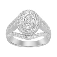 Thumbnail for LADIES RING 1 CT ROUND/BAGUETTE DIAMOND 10K WHITE GOLD
