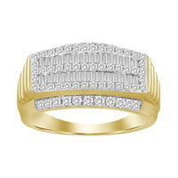 Thumbnail for MEN'S RING 1 CT ROUND/BAGUETTE DIAMOND 10K YELLOW GOLD