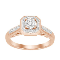 Thumbnail for LADIES RING 1/4 CT ROUND/BAGUETTE DIAMOND 10K ROSE GOLD