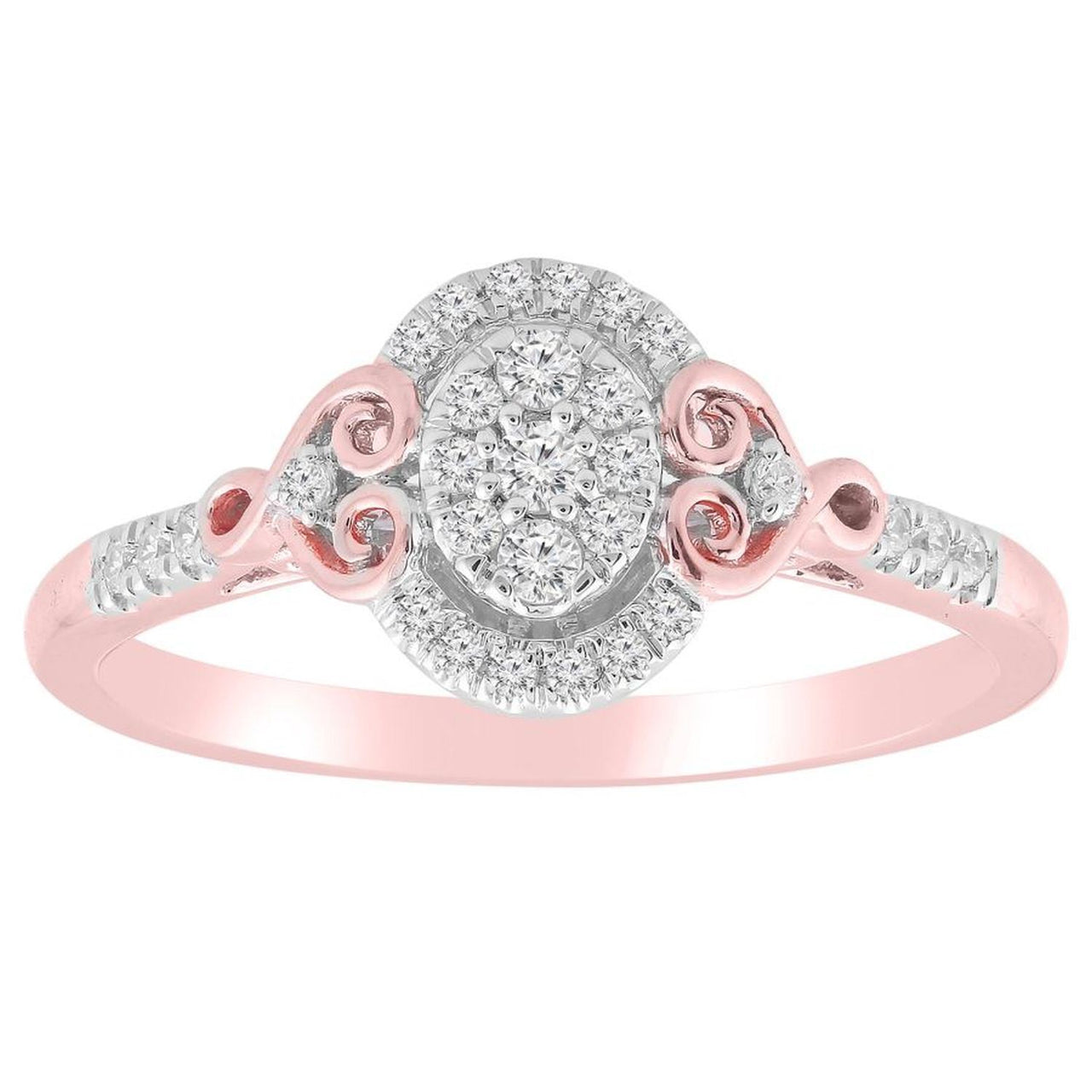 LADIES RING 1/5 CT ROUND DIAMOND 10K ROSE GOLD