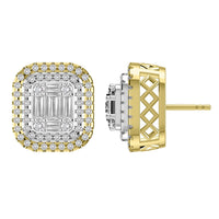 Thumbnail for LADIES EARRING 1 CT ROUND/BAGUETTE DIAMOND 10K YELLOW GOLD
