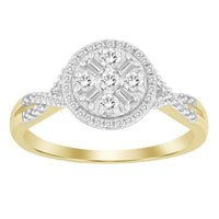 Thumbnail for LADIES RING 1/4 CT ROUND/BAGUETTE DIAMOND 10K YELLOW GOLD