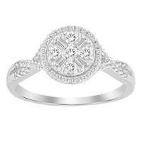 Thumbnail for LADIES RING 1/4 CT ROUND/BAGUETTE DIAMOND 10K WHITE GOLD