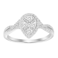 Thumbnail for LADIES RING 1/4 CT ROUND/BAGUETTE DIAMOND 10K WHITE GOLD