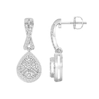 Thumbnail for LADIES EARRING 1/3 CT ROUND/BAGUETTE  DIAMOND 10K WHITE GOLD