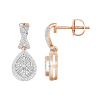 Thumbnail for LADIES EARRING 1/3 CT ROUND/BAGUETTE  DIAMOND 10K ROSE GOLD