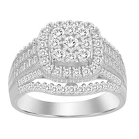 Thumbnail for LADIES RING 1 CT ROUND/BAGUETTE DIAMOND 10K WHITE GOLD