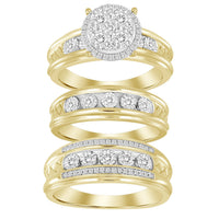 Thumbnail for LADIES TRIO SET 1/2 CT ROUND DIAMOND 10K YELLOW GOLD