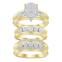 Thumbnail for LADIES TRIO SET 1/2 CT ROUND DIAMOND 10K YELLOW GOLD