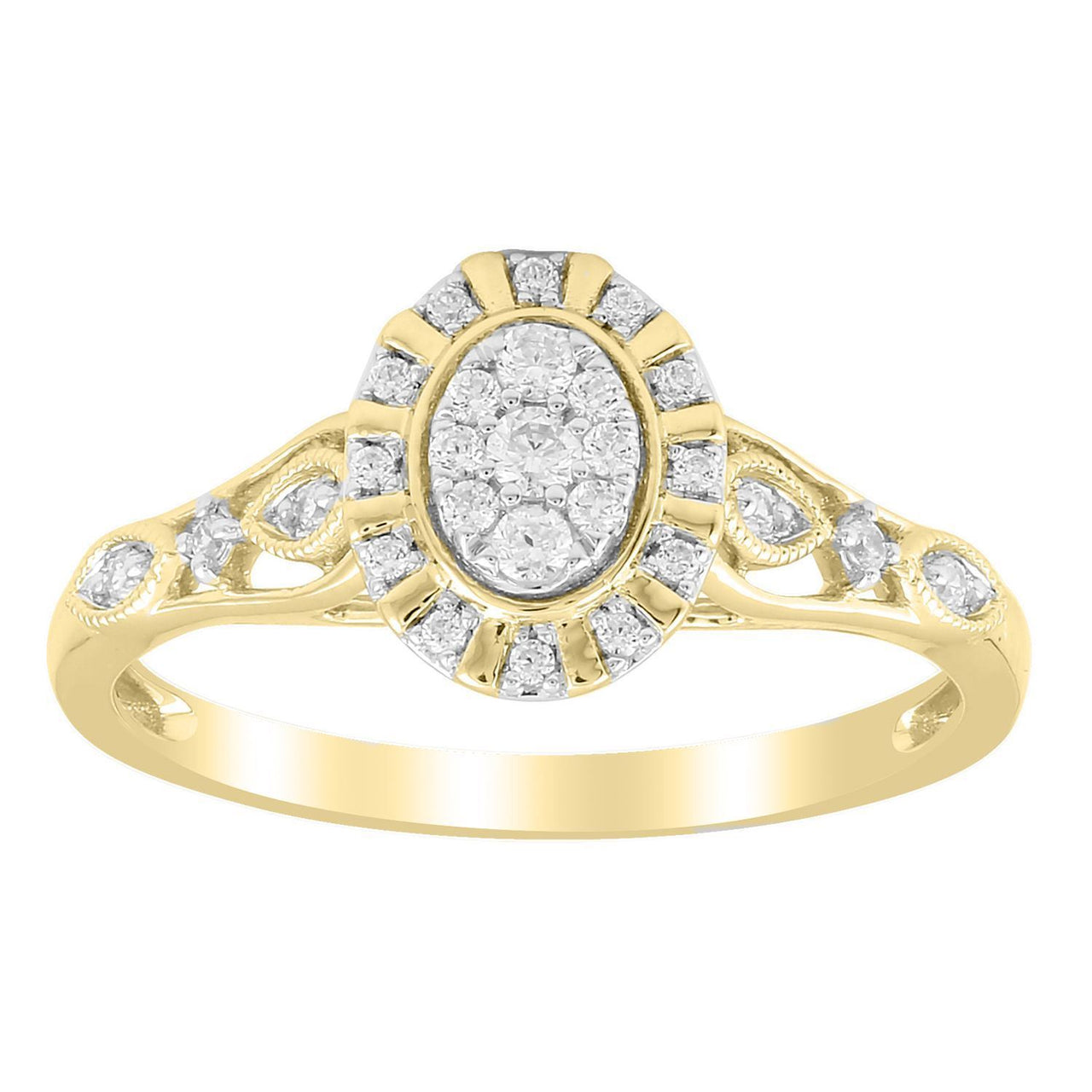 LADIES RING 1/5 CT ROUND DIAMOND 10K YELLOW GOLD