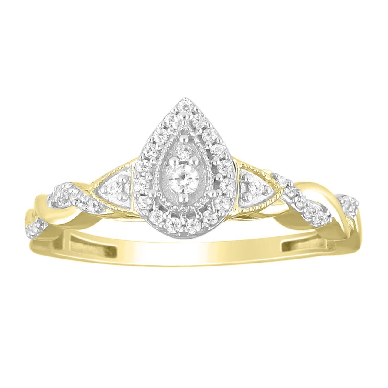 LADIES RING 1/6 CT ROUND DIAMOND 10K YELLOW GOLD
