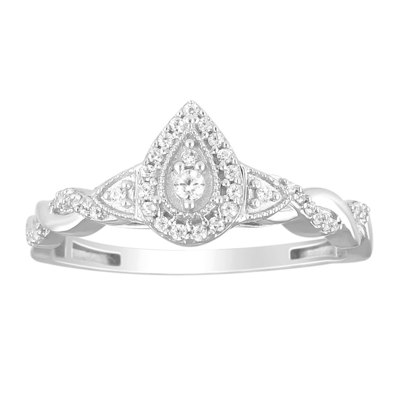 LADIES RING 1/6 CT ROUND DIAMOND 10K WHITE GOLD