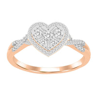 Thumbnail for LADIES RING 1/4 CT ROUND/BAGUETTE DIAMOND 10K ROSE GOLD