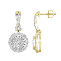 Thumbnail for LADIES EARRING 1/3 CT ROUND/BAGUETTE DIAMOND 10K YELLOW GOLD