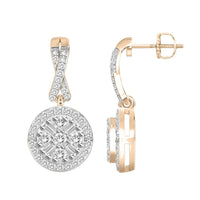 Thumbnail for LADIES EARRING 1/3 CT ROUND/BAGUETTE DIAMOND 10K ROSE GOLD
