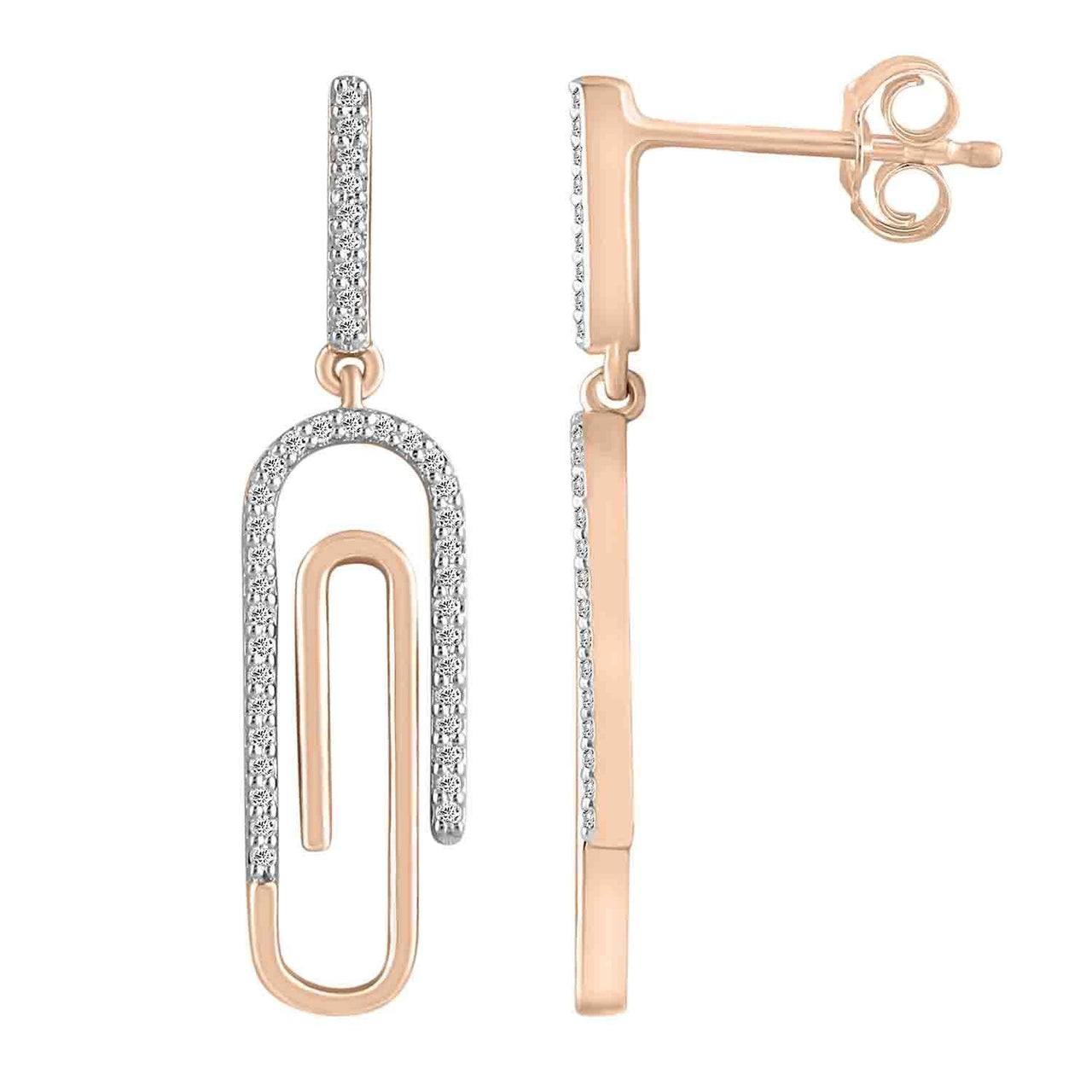 LADIES EARRING 1/4 CT ROUND DIAMOND 10K ROSE GOLD